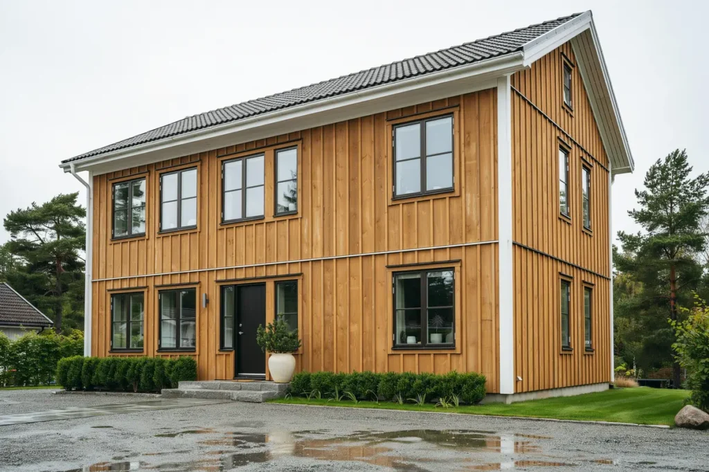 fasadrenovering med ny tr panel och m lning i trollb cken tyres